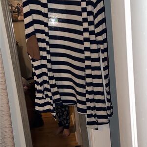 Striped Navy and White Women's Cardigan